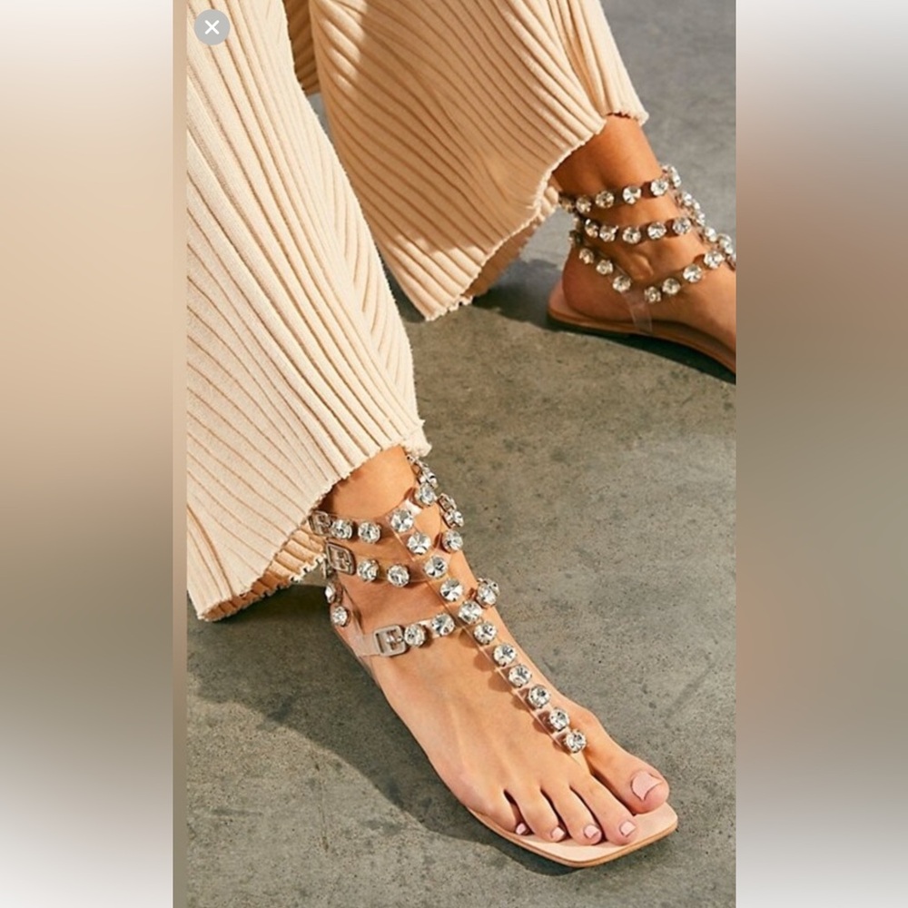 New Jeffrey Campbell Chandelier Rhinestone Embellished Gladiator Sandals